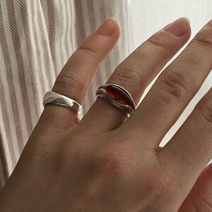 Sterling silver & Baltic amber ring